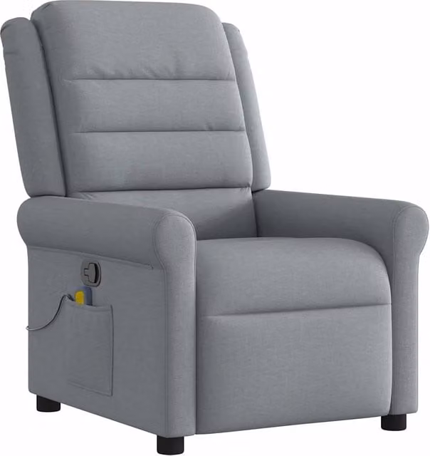 Poltrona Relax Reclinabile Moderna in Tessuto Grigio con Braccioli e Struttura in Metallo e Legno L/P/H: 73,0 x 91,5 x 102,5 cm – 1