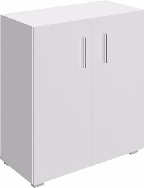 Mobiletto Vela Casaria con 2 ripiani e 2 ante in MDF bianco opaco L: 77 cm, P: 60 cm, H: 30 cm