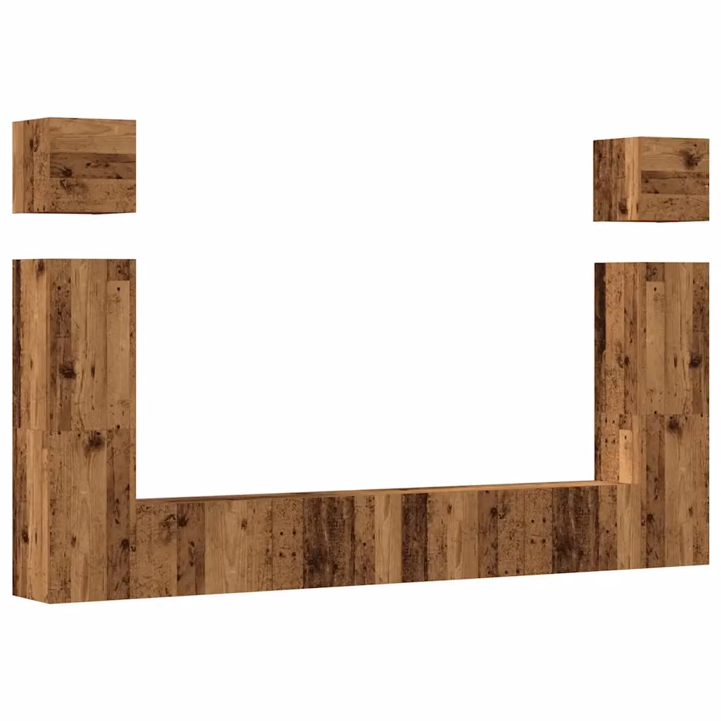 Set di 6 pezzi Mobile TV vidaXL da appendere a parete in MDF color marrone effetto legno antico opaco – 2