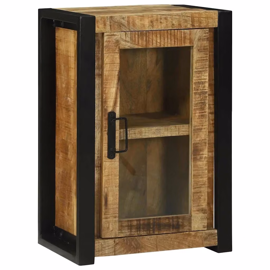 Mobile da bagno moderno vidaXL in legno di mango marrone con ante in vetro trasparente L/P/H: 40 x 30 x 60 cm – 2