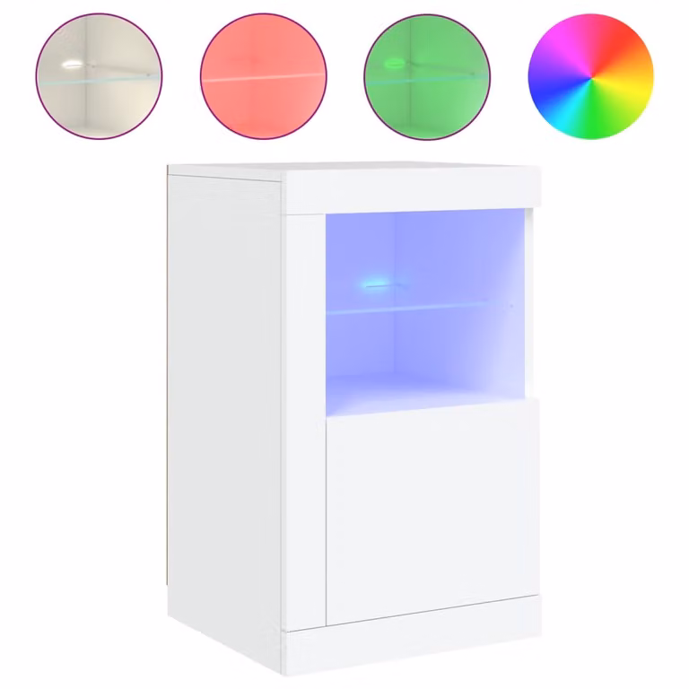 Armadietto con Luci LED Bianco in Legno Multistrato