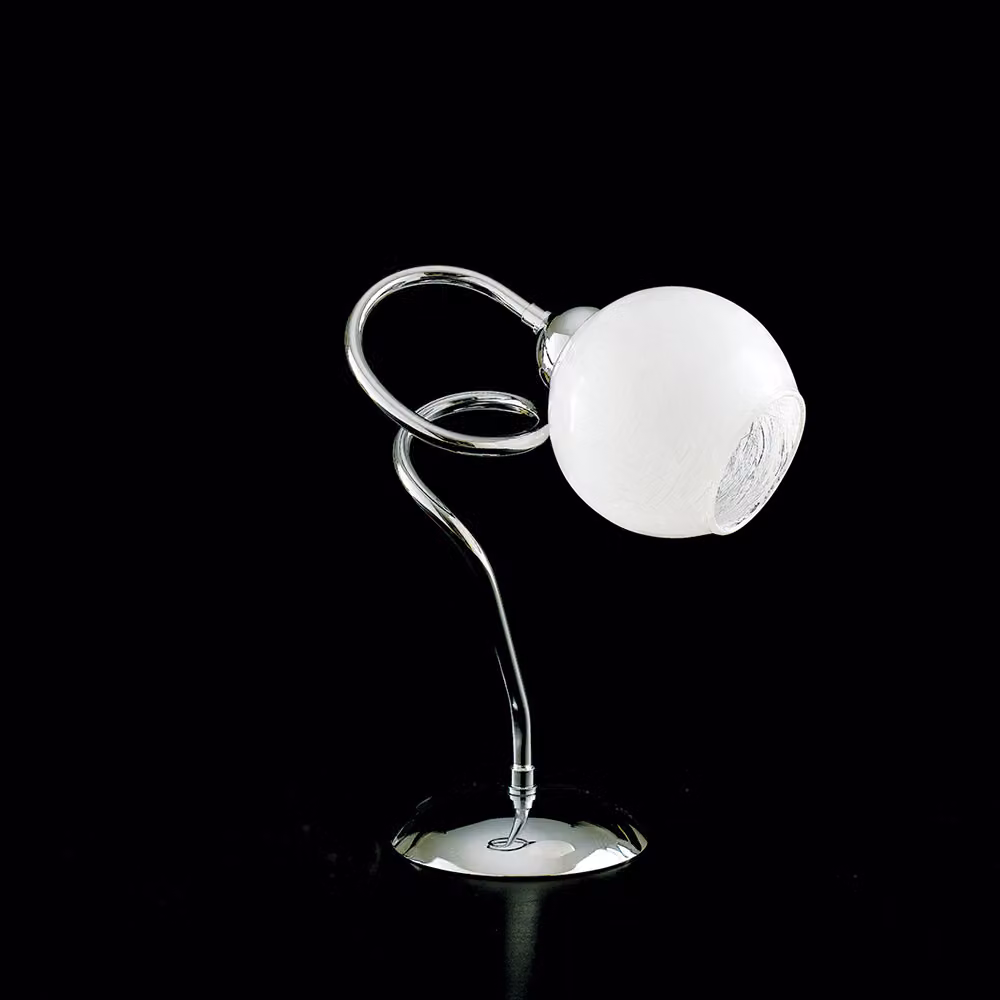 Lumetto Moderno 1 Luce Ferro Cromato e Vetro Satinato Serie Cleo