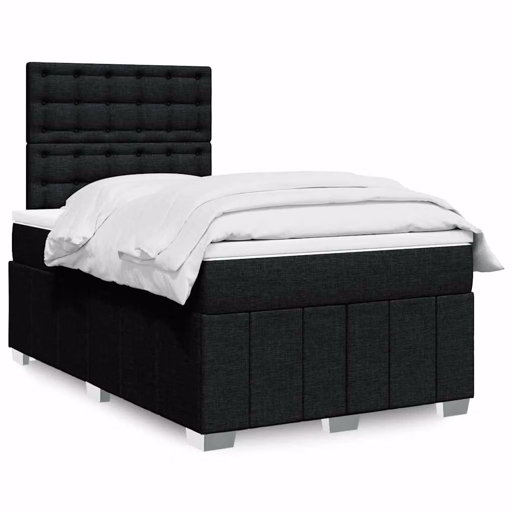 vidaXL Letto Ibrido con Materasso e Giroletto in Tessuto Nero, L/P/H: 120 x 200 x 150,5 cm