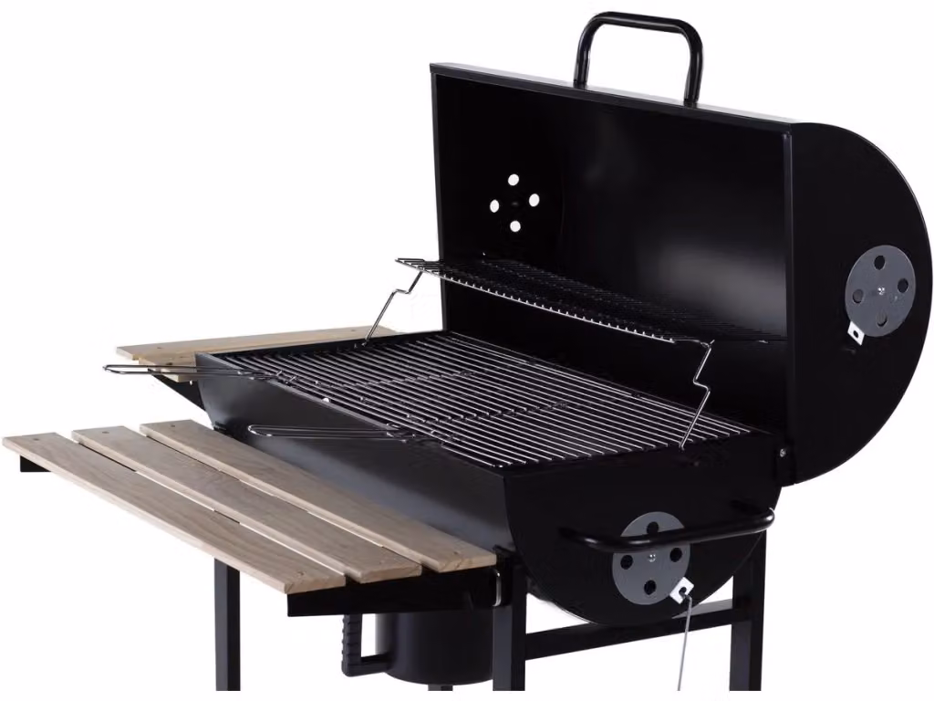 Barbecue a carbone King HABITAT ET JARDIN nero con termometro, griglia riscaldante e ruote, L: 95 cm, P: 63 cm, H: 105 cm – 2