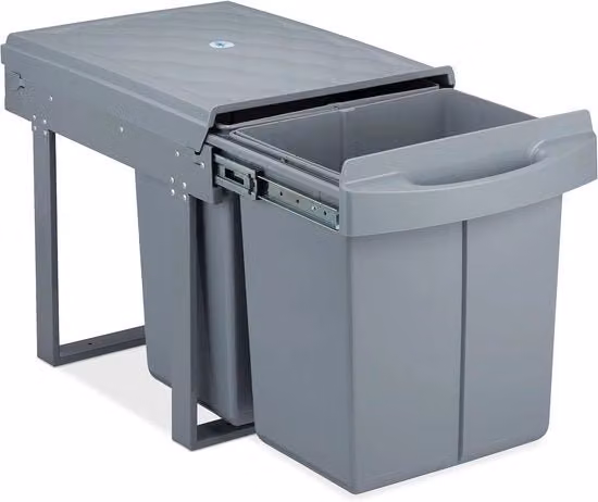 Bacchetta di raccolta rifiuti per cucina 2x 20 litri - Separatore rifiuti per armadi cucina