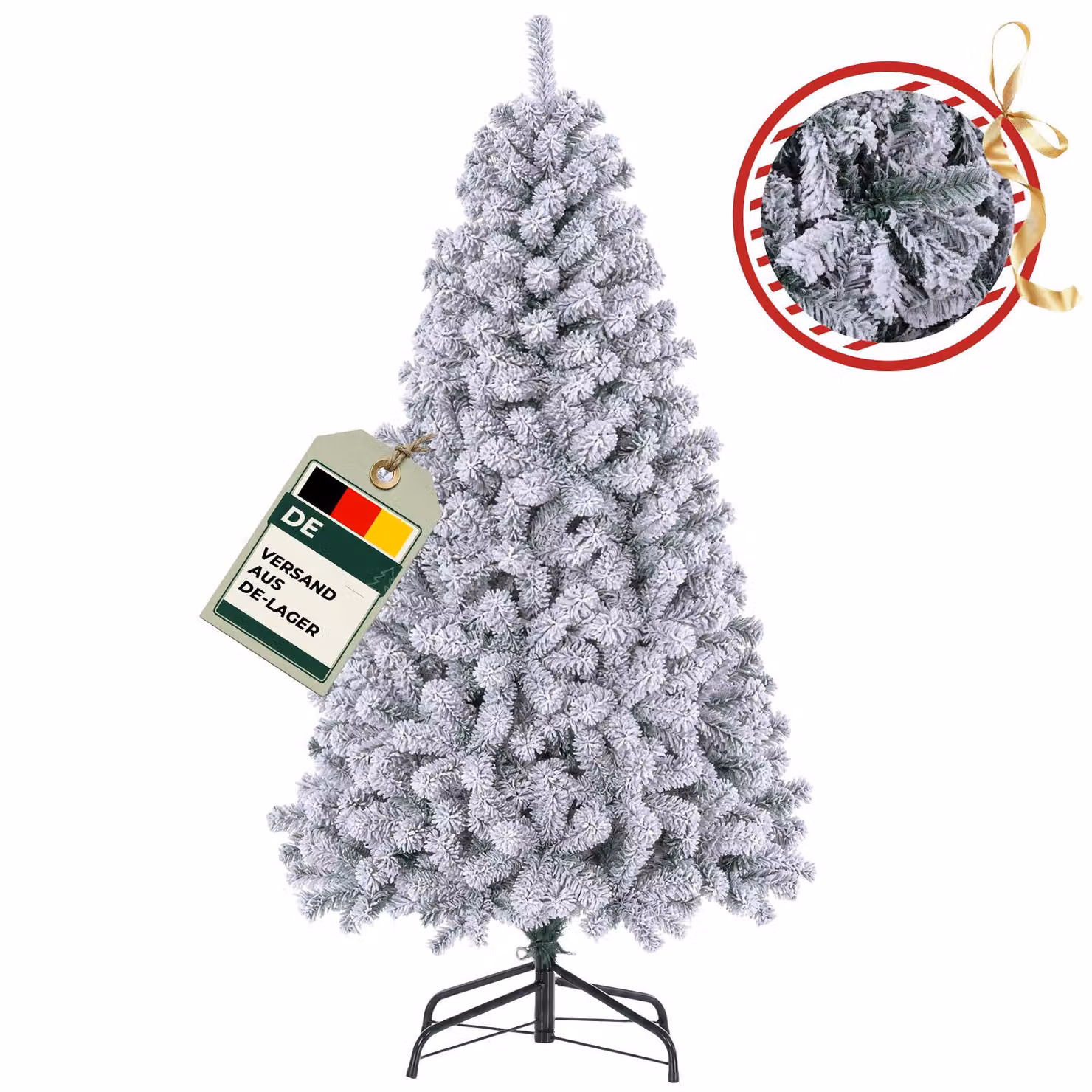 GTPLAYER: Albero di Natale artificiale, decorazioni natalizie, altezza 195 cm, materiale PVC, con oltre 1000 punte, rami rinforzati con nastri decorativi e biglietti di auguri
