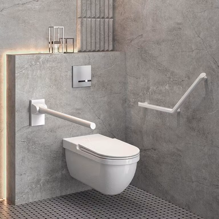 Maniglia angolare Delabie 135° Be-Line® 400 x 400 mm bianco opaco