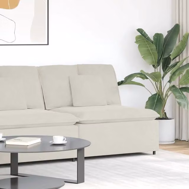 Modulo Centrale Divano Modulare con Cuscini Crema 100 cm 407396