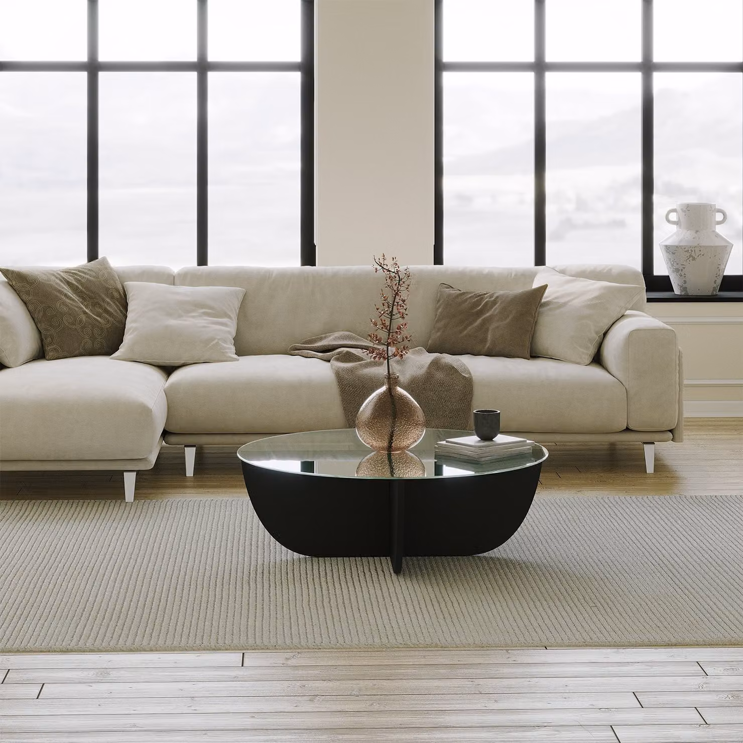 Skye Decor, Lily - Black, tavolini, nero, vetro, 90 x 30 x 90 cm