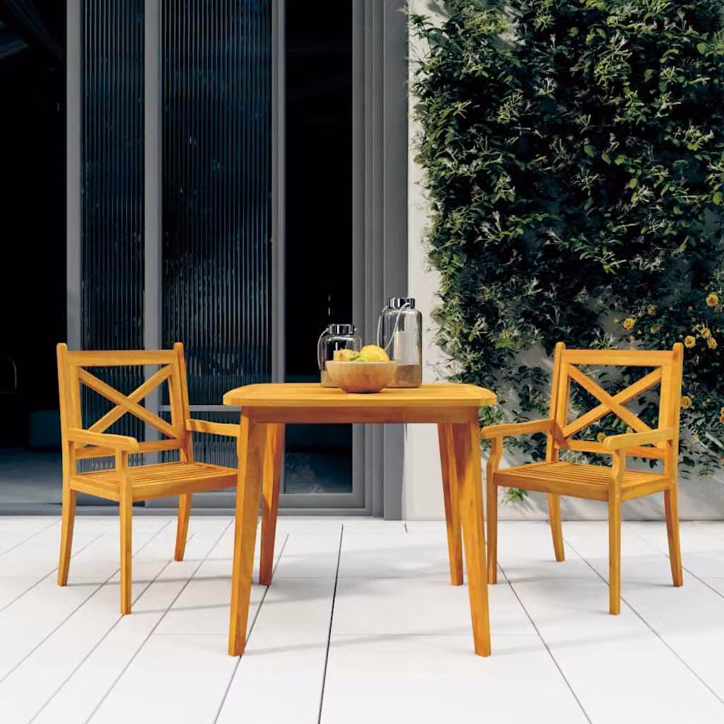 Set di mobili da pranzo per giardino e terrazzo vidaXL in legno di acacia marrone, 3 pezzi – 1