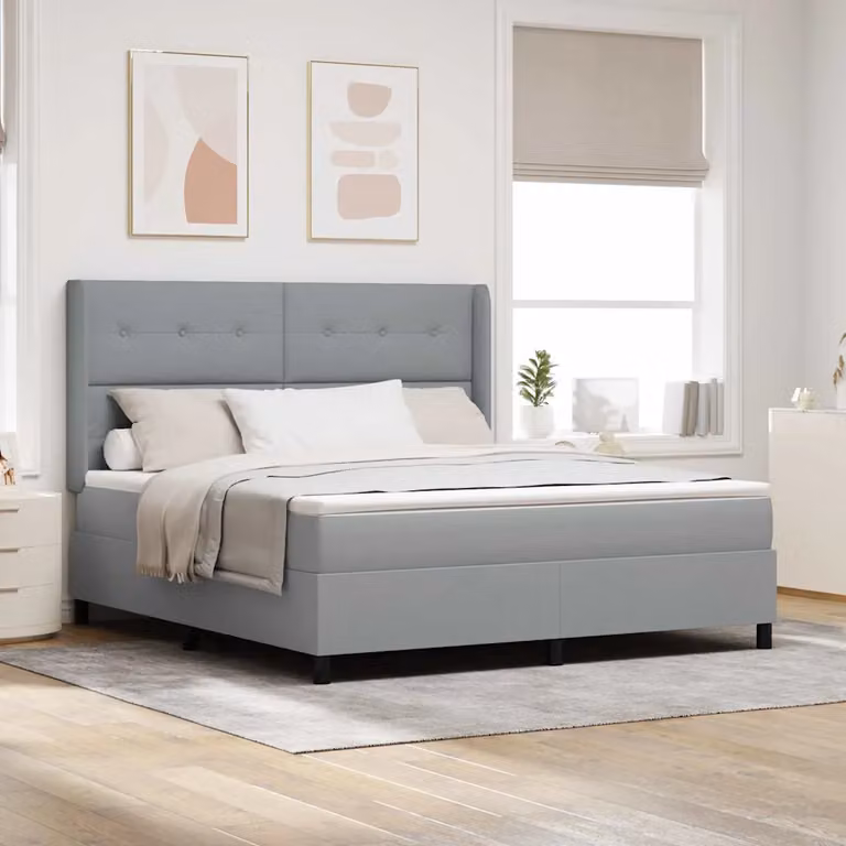 Letto a molle con illuminazione LED vidaXL in tessuto grigio, L/P: 180 x 200 cm