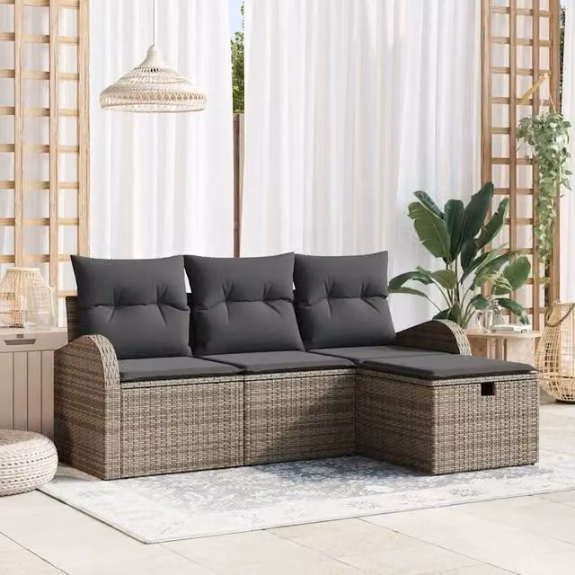Set di divani 4 pz Grigio polyrattan 3359048