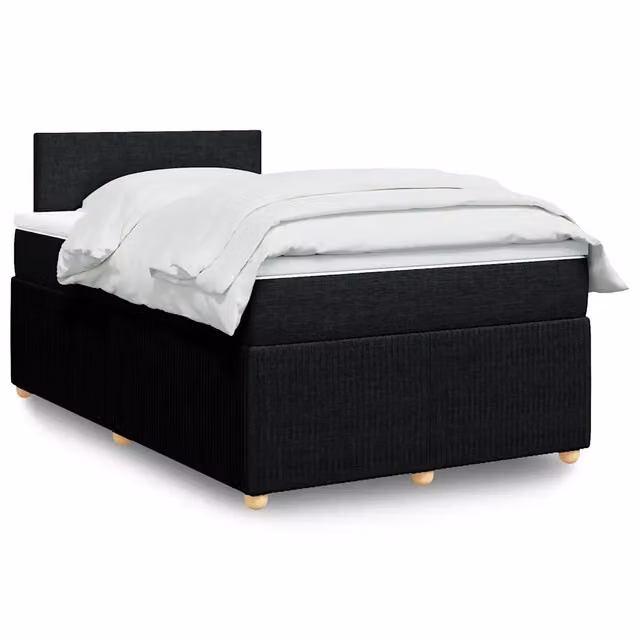 Letto con Giroletto a Molle e Materasso Ibrido vidaXL, Colore Nero e Bianco, L/P: 120 x 190 cm
