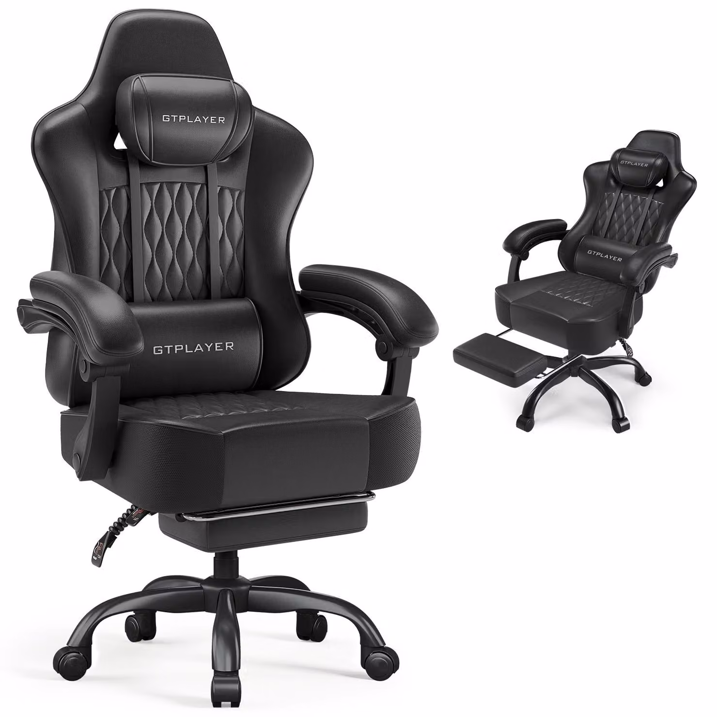 Sedia da gaming GTPLAYER, sedia da ufficio, sedia ergonomica per PC, sedia girevole regolabile in altezza, braccioli con meccanismo sincronizzato, cuscino lombare, poggiatesta