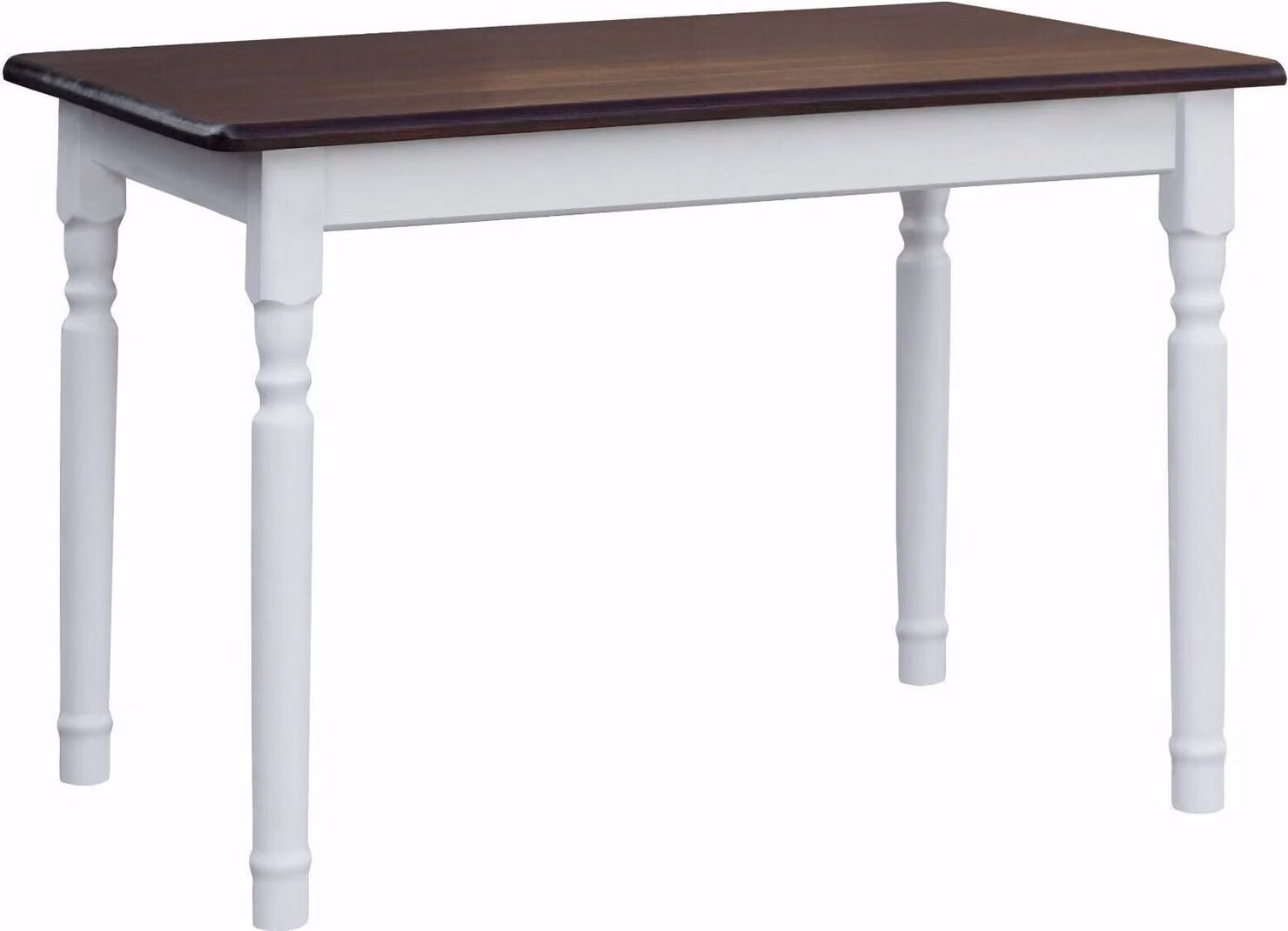 Tavolo bianco II in legno di pino massiccio con piano in colore noce 110 x 80 cm