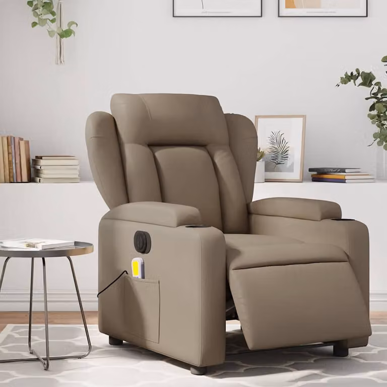 Poltrona Reclinabile Elettrica con Massaggio vidaXL in Similpelle Beige e Marrone