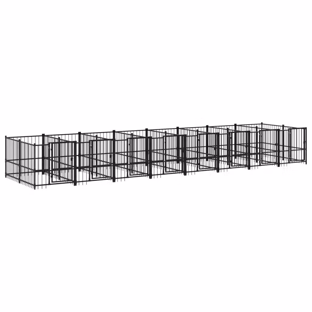 Gabbia per cani da esterno Vidaxl in metallo nero, superficie 15,02 m² – 2