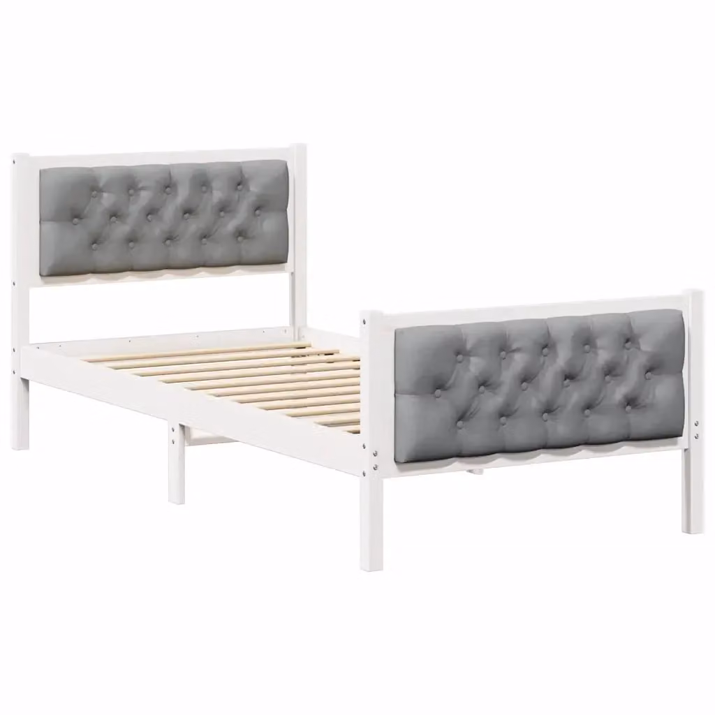 Struttura letto vidaXL in pino massello grigio con design minimalista L/P/H: 200 x 90 x 85,5 cm – 2