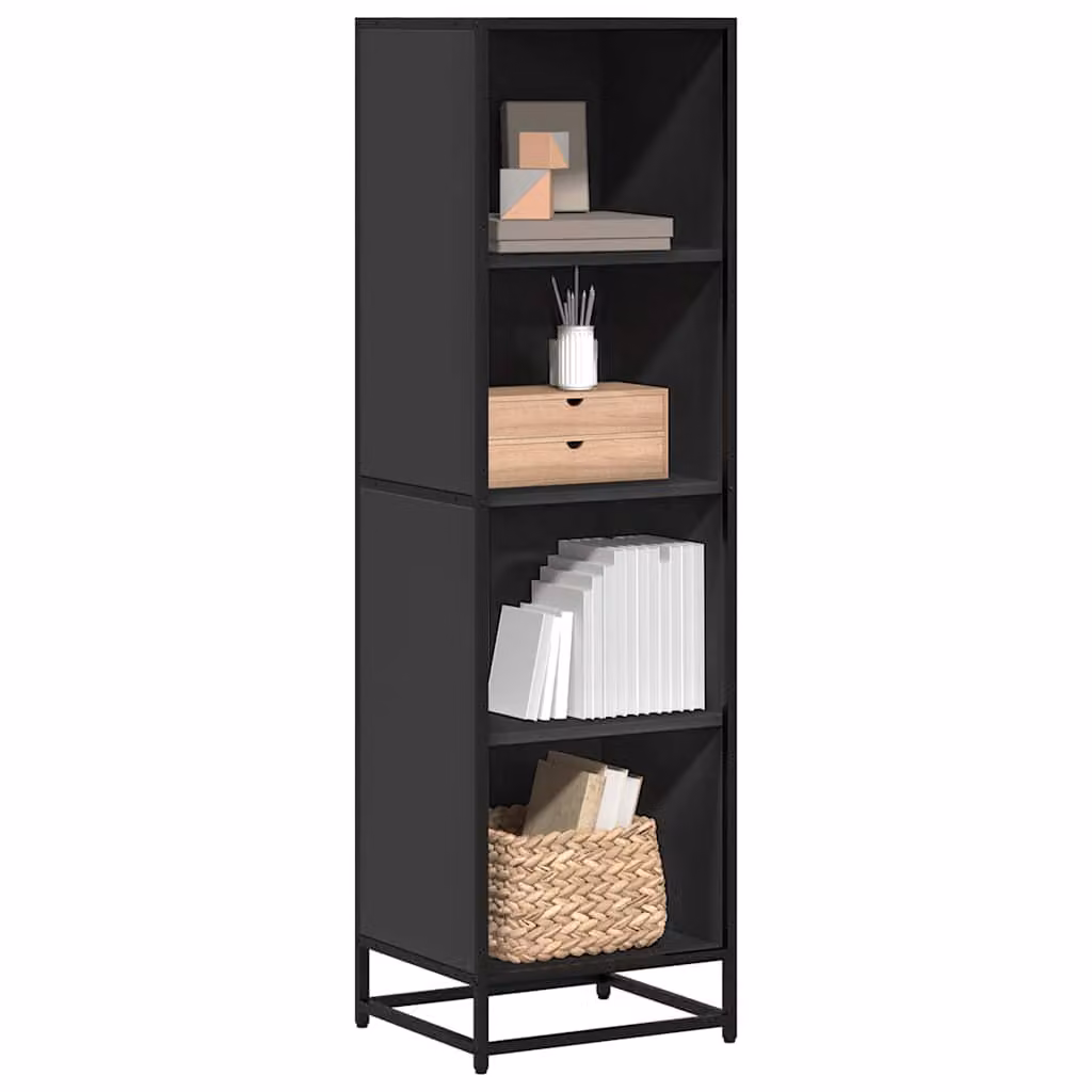 Libreria stile industrial vidaXL in legno e metallo nera, L: 40 cm, P: 35 cm, H: 139 cm