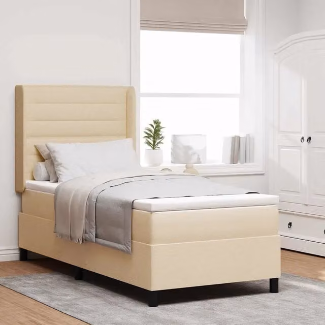Letto ibrido con materasso vidaXL in tessuto beige L 90 x P 190 cm