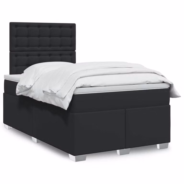 vidaXL Giroletto a Molle con Materasso Ibrido in Similpelle Nero L: 120 cm, P: 200 cm