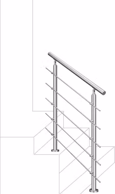 Balaustra Corrimano Ringhiera Aica Italy in Acciaio Inox 304 Spazzolato Argento per Interni ed Esterni, H: 106 cm, L: 80 cm