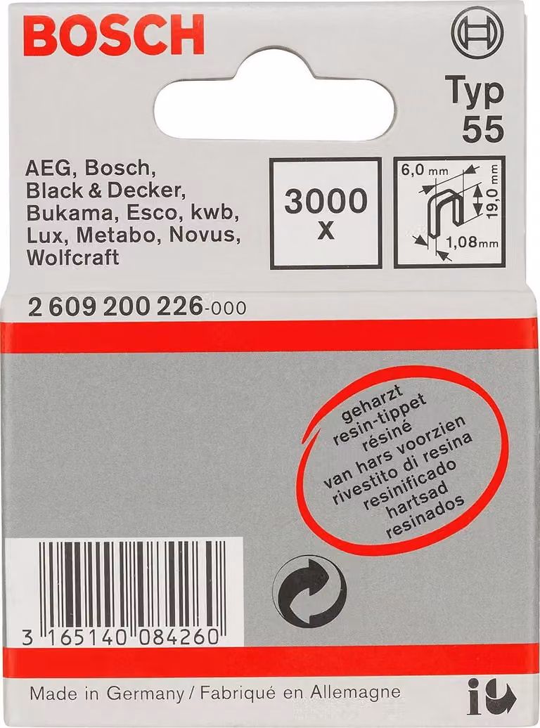Bosch 3000 Graffette Tacker 19/6 mm tipo55