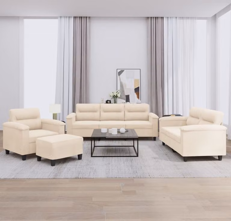 Maison Exclusive - Set divano 4 pezzi con cuscini in microfibra beige