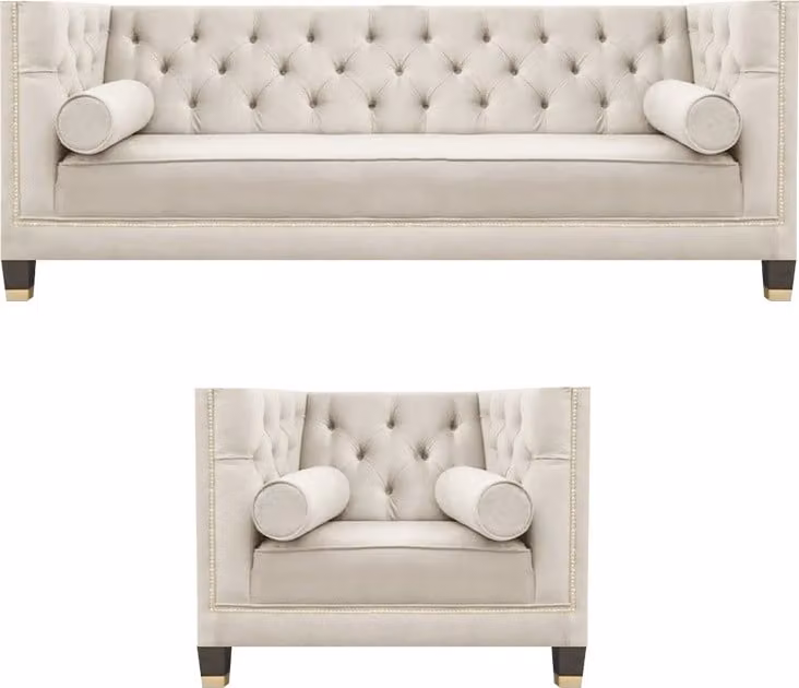 Garnitur Luxus Designer Weiß Sofa Couch Dreisitze Wohnzimmer Sessel 3+1