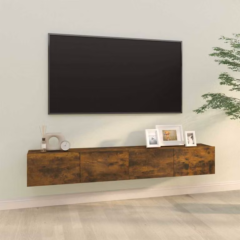 Set di 2 mobili TV da parete vidaXL in legno Rovere Fumo, L 100 x P 30 x H 30 cm