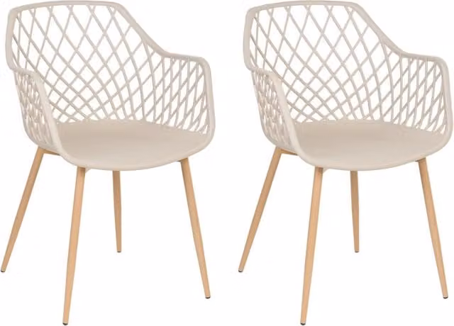 Set di 2 sedie da pranzo BELIANI in stile scandinavo color beige con seduta in ecopelle e struttura in metallo
