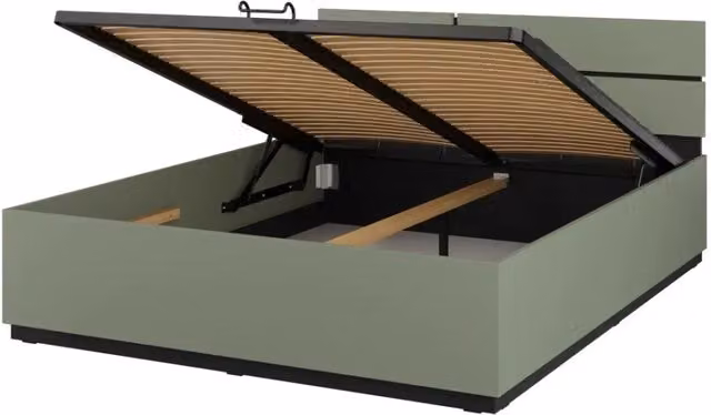 Letto contenitore Meublorama HAVANA con base a sollevamento, colore verde e nero, L/P/H: 160 x 200 x 164,1 cm – 1