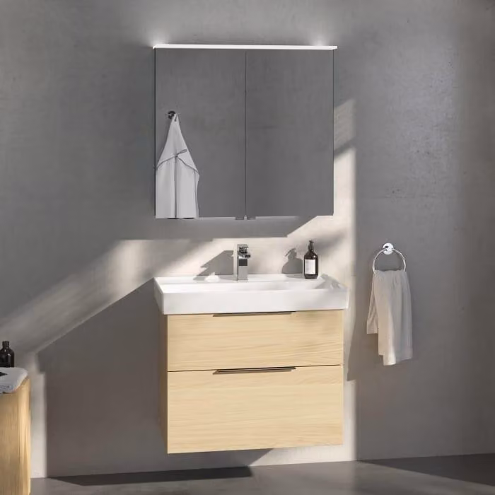 Mobile lavabo Villeroy & Boch Taro con contenitore inferiore e pensile specchio LED da 80 cm