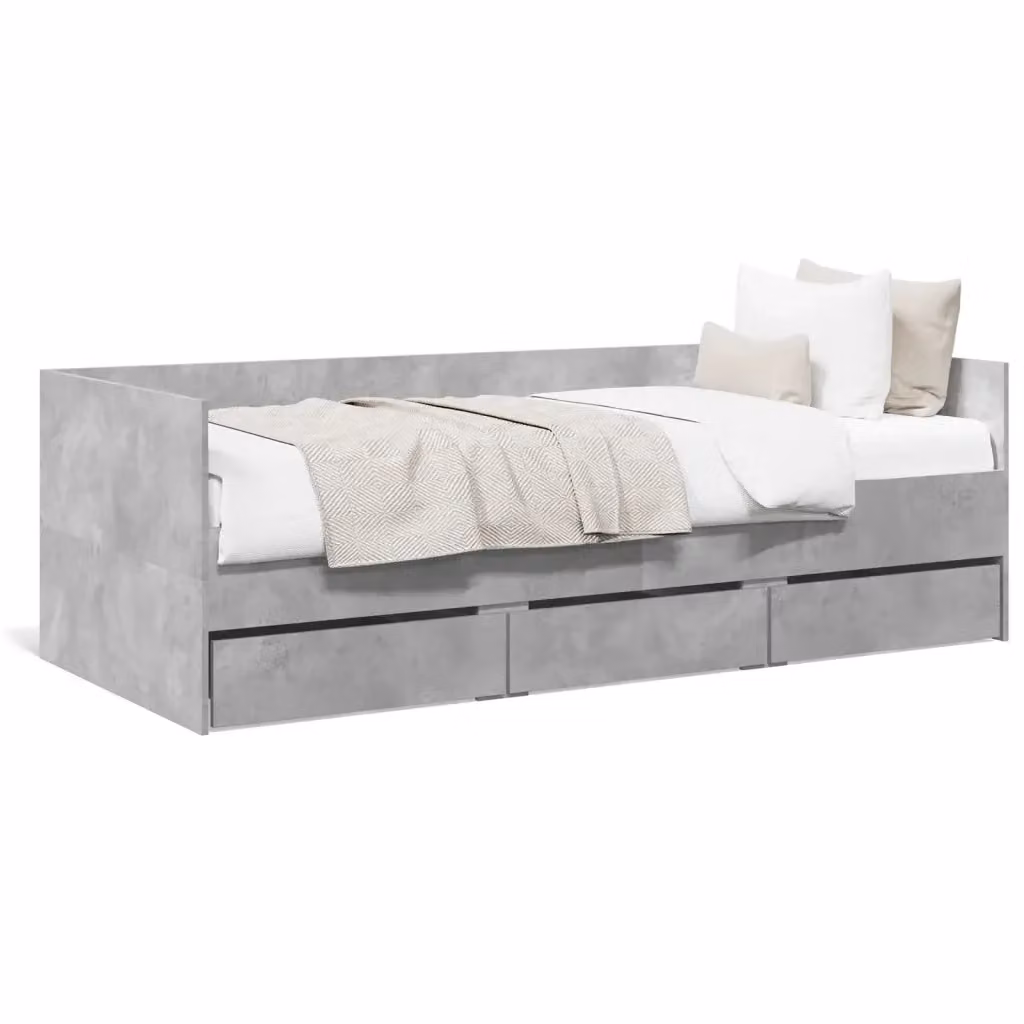 Divano Letto Moderno con Cassetti vidaXL Grigio in Tessuto e Legno L/P/H: 80 x 190 cm – 2