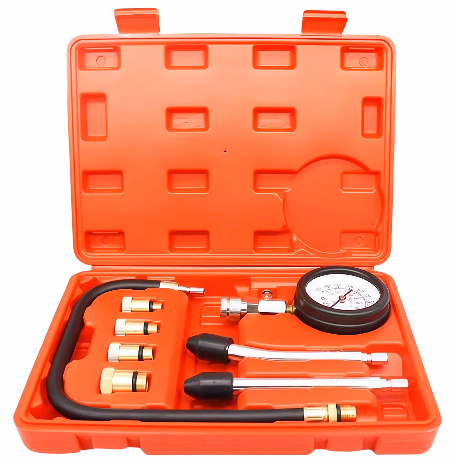 Kit per test di compressione con 4 adattatori, per test di compressione del motore fino a 20 bar e 300 psi