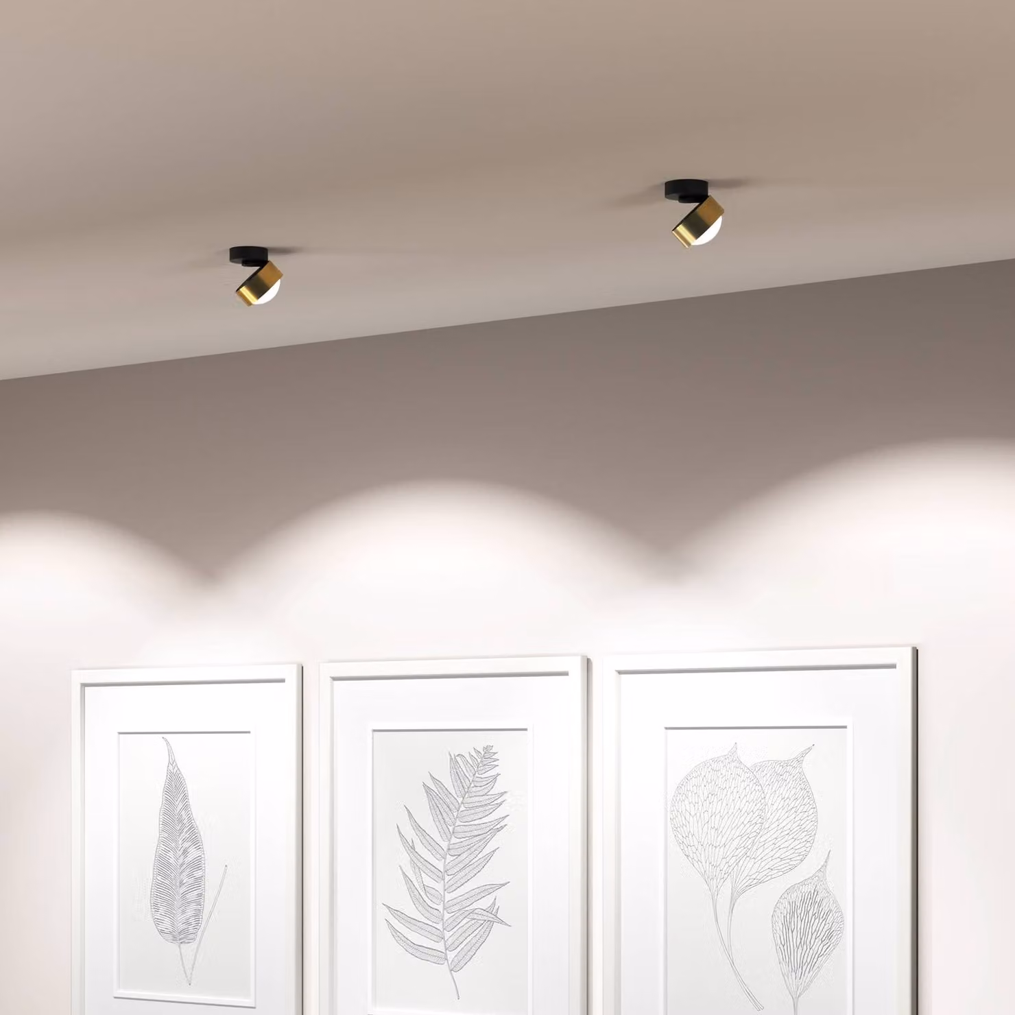 Top Light Puk! 80 Move spot LED lente satinata ottone/nero Move, dimmerabile, Ottone / Oro, Soggiorno / Sala da pranzo, Alluminio, Moderno