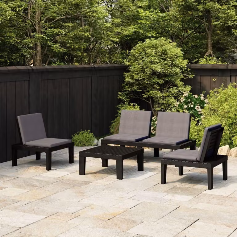 Maison Exclusive - Set Divani da Giardino con Cuscini 4 pz in Plastica Grigio