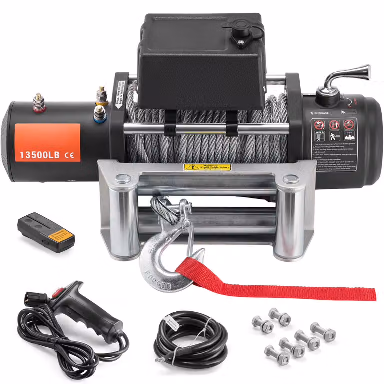 Verricello elettrico - Verricello per cavi - Motorizzazione per verricello - Verricello motorizzato - Verricello per fuoristrada - 12V, capacità di traino: 6123 kg