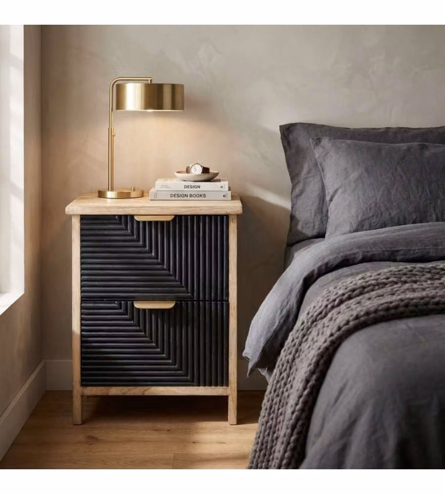 Cosma Mobiletto 2 Cassetti Fisso in Legno Nero 34x25x43.5 cm Industrial