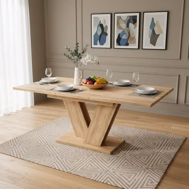 Tavolo da pranzo allungabile ¨C Minimal ¨C Effetto quercia rettangolare 140-180x80 cm per 4-6 persone