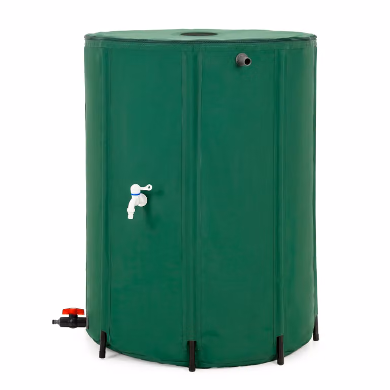 Springos® Regentonne pieghevole da 500 litri per la raccolta dell'acqua piovana, con rubinetto e contenitore di raccolta