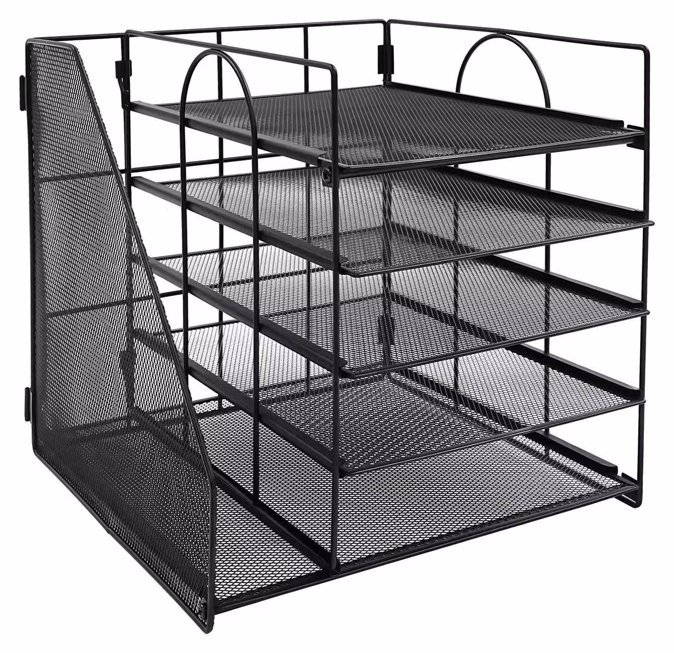Organizzatore da scrivania in metallo - Portadocumenti a 5 livelli - Cassettiera per lettere e documenti - Portaoggetti da scrivania - Scaffale a più ripiani per archivi - Ideale per ufficio, home office e scuola