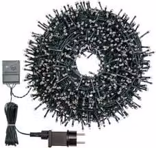 Filo Verde 1500 luci - MINILED Bianco freddo (30,5 + 4 mt) 8 Giochi di luce XMAS KING IP44 34839