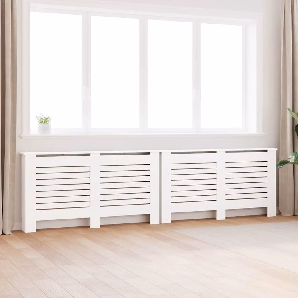 Set di 2 coperture per radiatori vidaXL in MDF bianche, L 152 cm x P 19 cm x H 81,5 cm