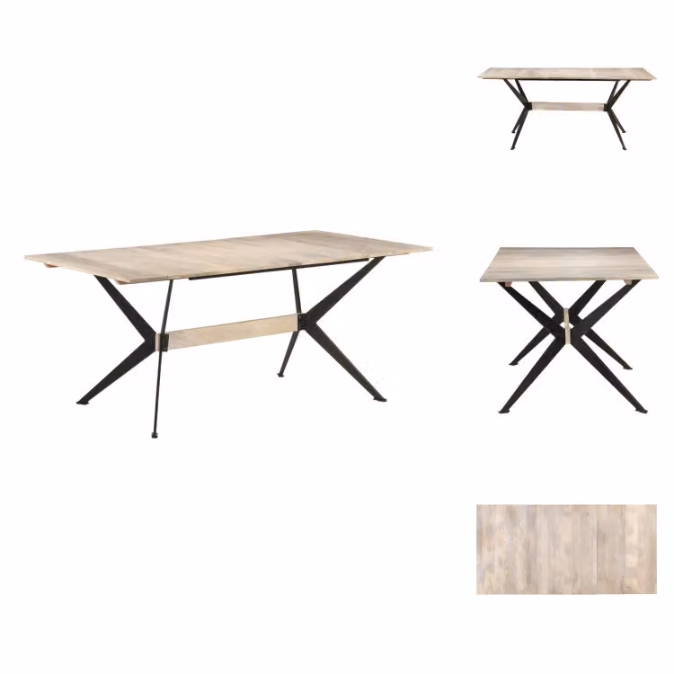 vidaXL Tavolo da pranzo 180x90x76 cm in legno massiccio di mango - Tavoli da pranzo