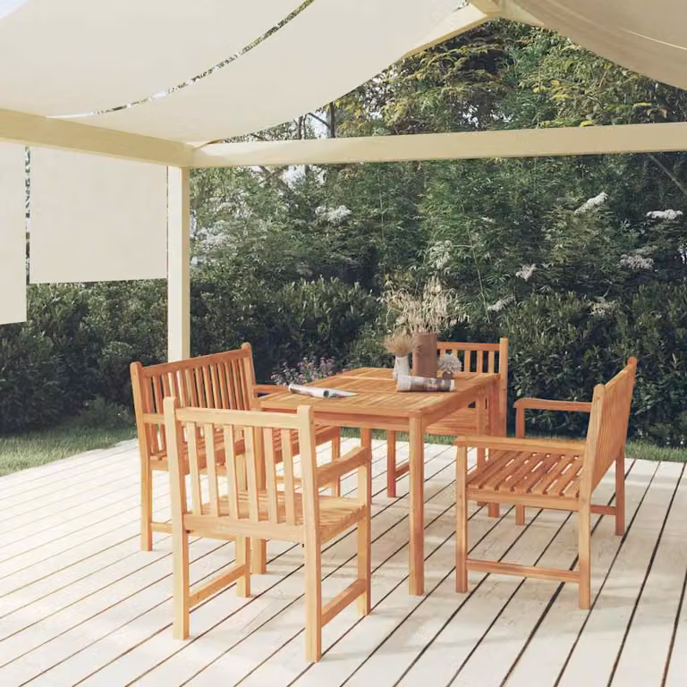 Set da pranzo per giardino vidaXL in legno di teak marrone, 5 pezzi