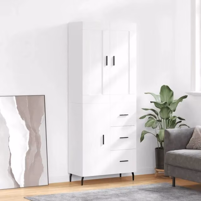 Credenza Bianca 69,5x34x180 cm in Legno Multistrato 3199825