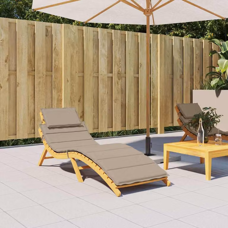 vidaXL Cuscino per Lettino Tortora L: 186 cm, P: 58 cm, H: 4 cm in Tessuto Oxford Idrorepellente e Traspirante