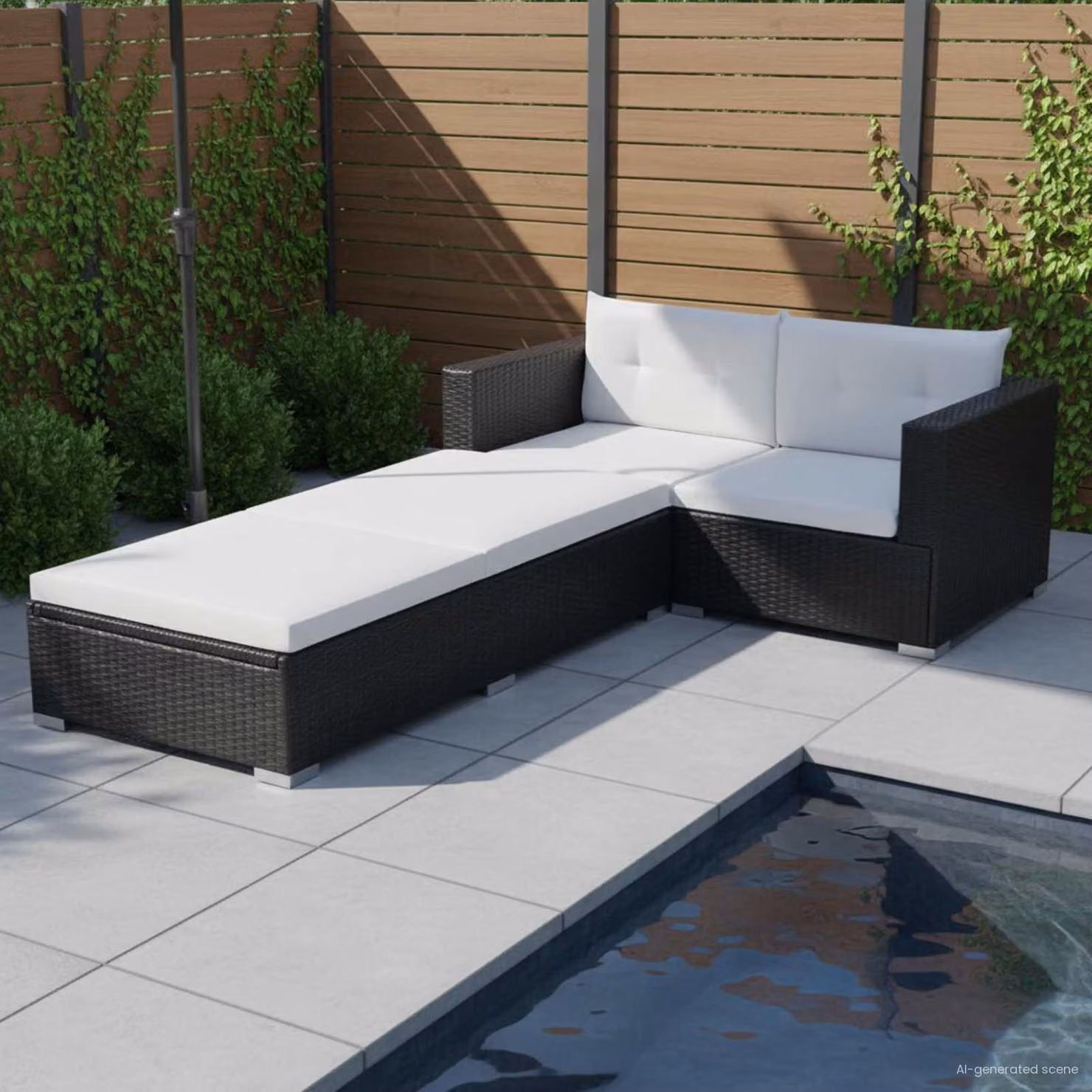 Maison Exclusive - Set da giardino 3 pezzi con cuscini in polyrattan nero