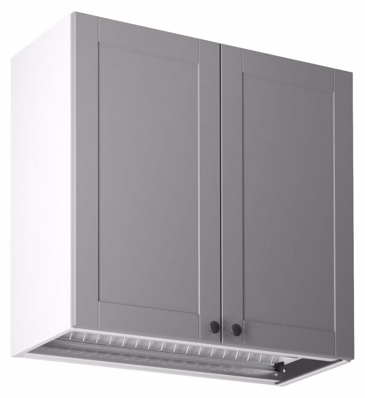 Pensile da cucina con scolapiatti LUMEA - larghezza 80 cm, grigio/bianco